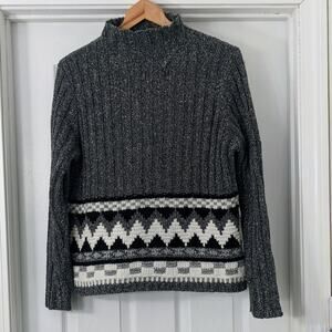 Knitting Needles Mock Neck Sweater